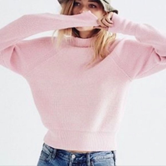 Free People Sweaters - Free People Too Good Ribbed Pullover Sweater, sz S, EUC, Pink, Mock Neck